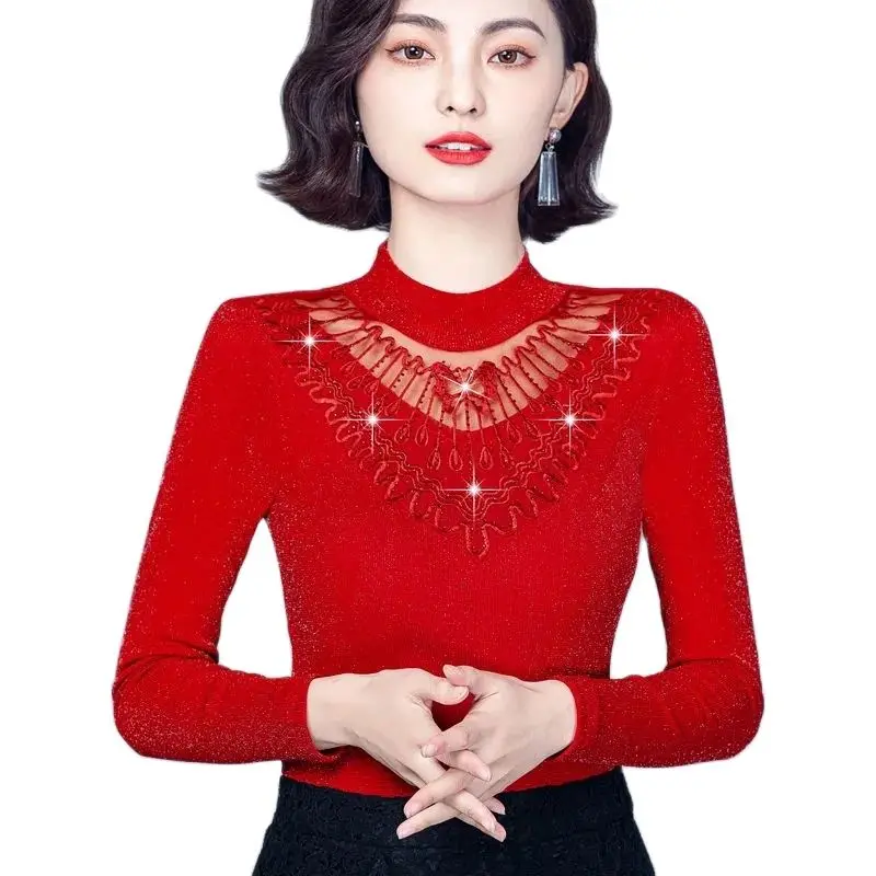 2022 New Large Size Bottoming Shirt Womens Long-Sleeved Mesh T-Shirt Womens Small Shirt Autumn And Winter New Warm Lace Top
2022 New Large Size Bottoming Shirt Womens Long-Sleeved Mesh T-Shirt Womens Small Shirt Autumn And Winter New Warm Lace Top