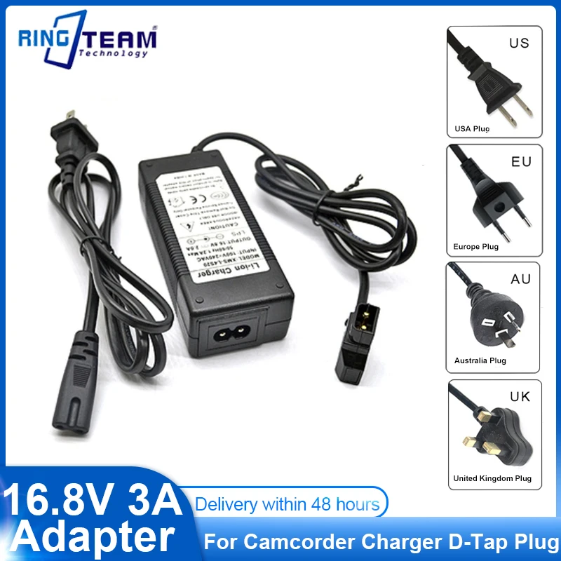 16.8V 3A D-Tap Battery Charger for Camcorder V Mount / V Lock Battery Pack Camera Battery Camcorder Power Adapter dtap Plug
16.8V 3A D-Tap Battery Charger for Camcorder V Mount / V Lock Battery Pack Camera Battery Camcorder Power Adapter dtap Plug