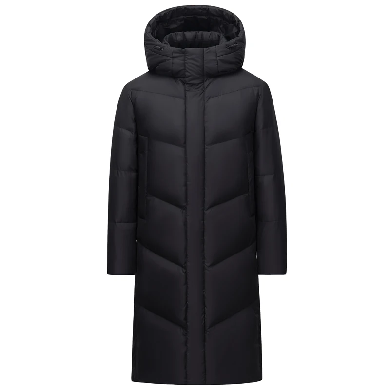 Мужской длинный пуховик с капюшоном, черная теплая куртка с капюшоном и перьями, зимний пуховик, 2023 
Мужской длинный пуховик с капюшоном, черная теплая куртка с капюшоном и перьями, зимний пуховик, 2023