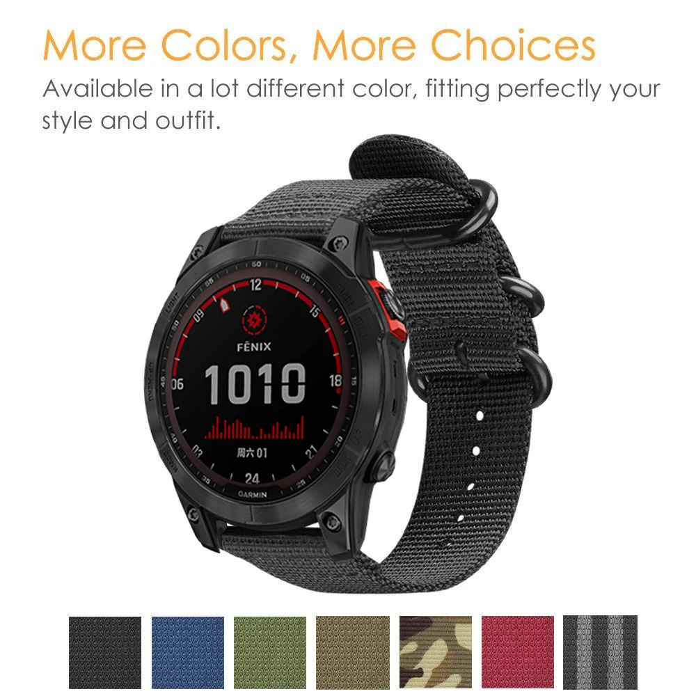 

20mm Premium Nato Nylon Strap Watch Band For Garmin Fenix 7S 6S Pro 5S Plus Instinct 2S Descent MK2S Smart Watch Sport Bracelet