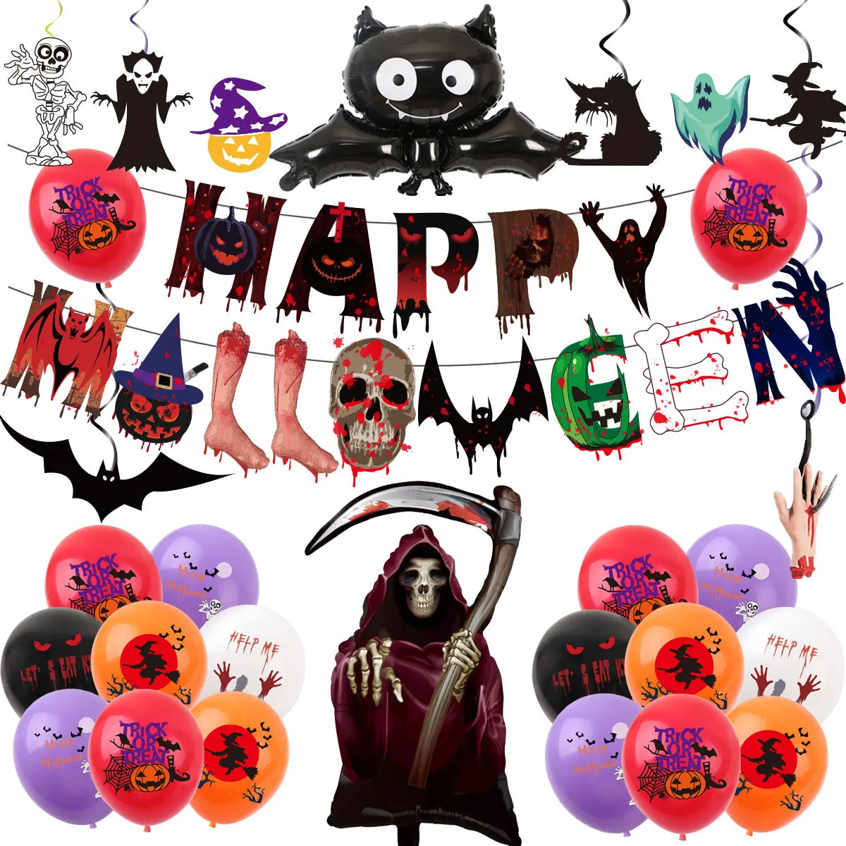Haunted House Bar Halloween Party Decorations Skeleton Blood Balloon Cake with Scary Faces Bat Pull Flag,Gifts for Boy and Girls
Haunted House Bar Halloween Party Decorations Skeleton Blood Balloon Cake with Scary Faces Bat Pull Flag,Gifts for Boy and Girls