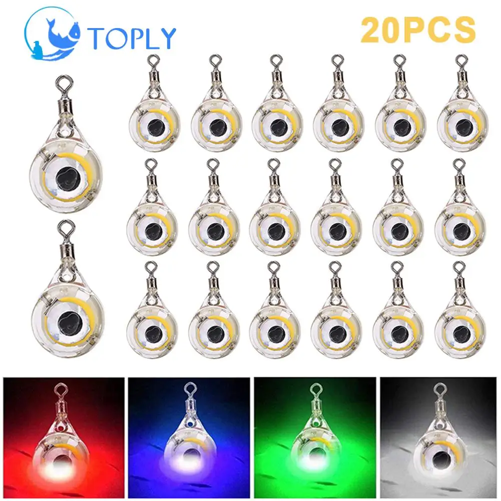 20x Mini Fishing Lure Trap Light LED Deep Drop Underwater Eye Shape Fishing Squid Fishing Bait Luminous Lamp for Attracting Fish
20x Mini Fishing Lure Trap Light LED Deep Drop Underwater Eye Shape Fishing Squid Fishing Bait Luminous Lamp for Attracting Fish