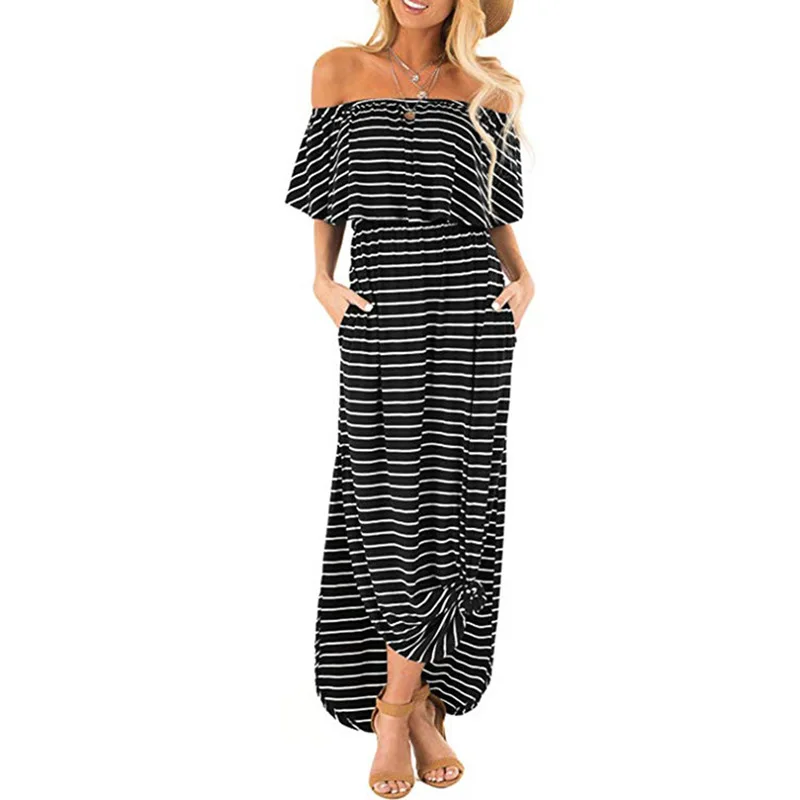 Retro Slash neck Short Sleeve Vintage Ankle-Length Straight Spring Striped Breathable Polyester Side Split Women
Retro Slash neck Short Sleeve Vintage Ankle-Length Straight Spring Striped Breathable Polyester Side Split Women