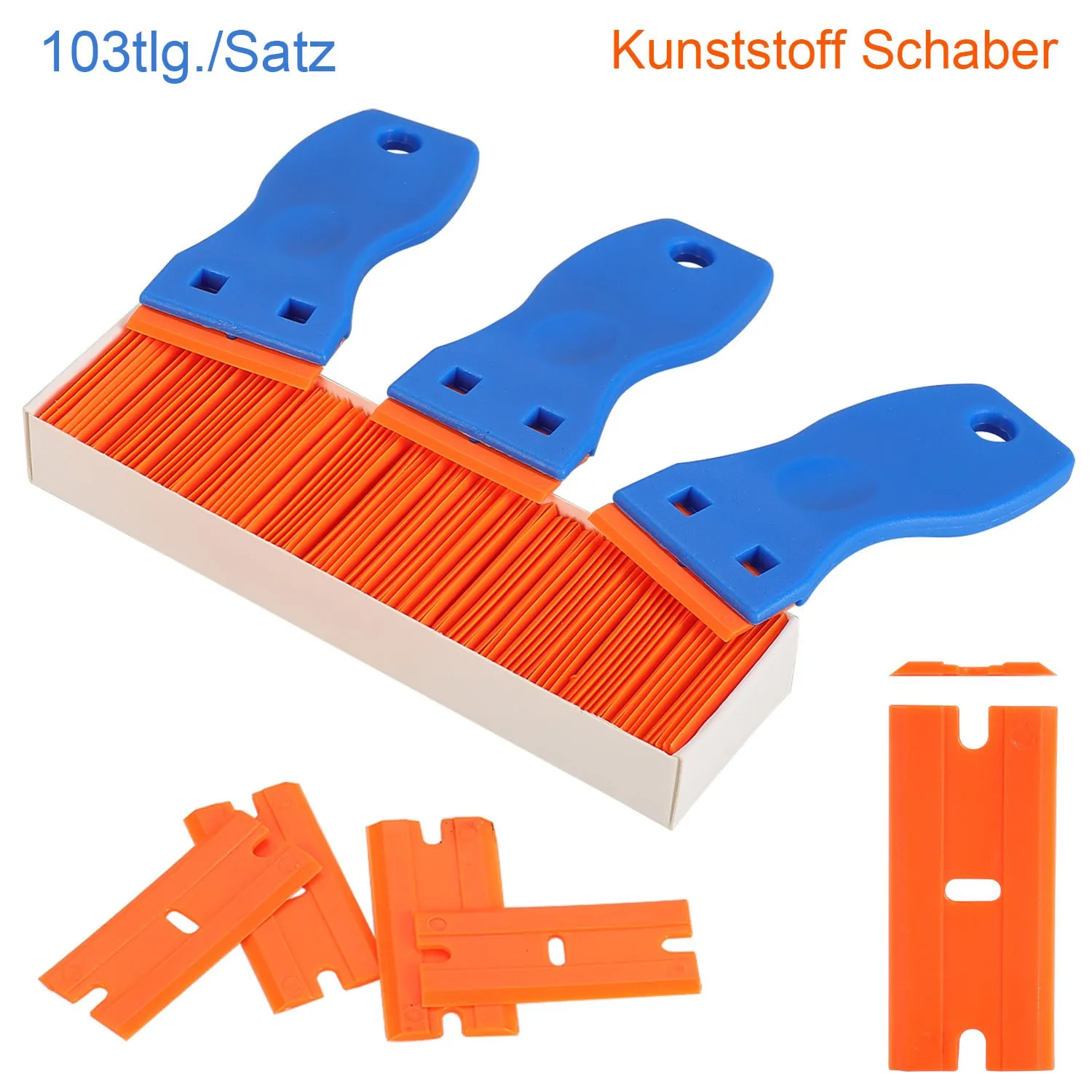 3pcs Plastic Scraper With 100pcs Double Edged Plastic Blades For Removing Car Labels Stickers Glue Decals On Glass Windows
3pcs Plastic Scraper With 100pcs Double Edged Plastic Blades For Removing Car Labels Stickers Glue Decals On Glass Windows