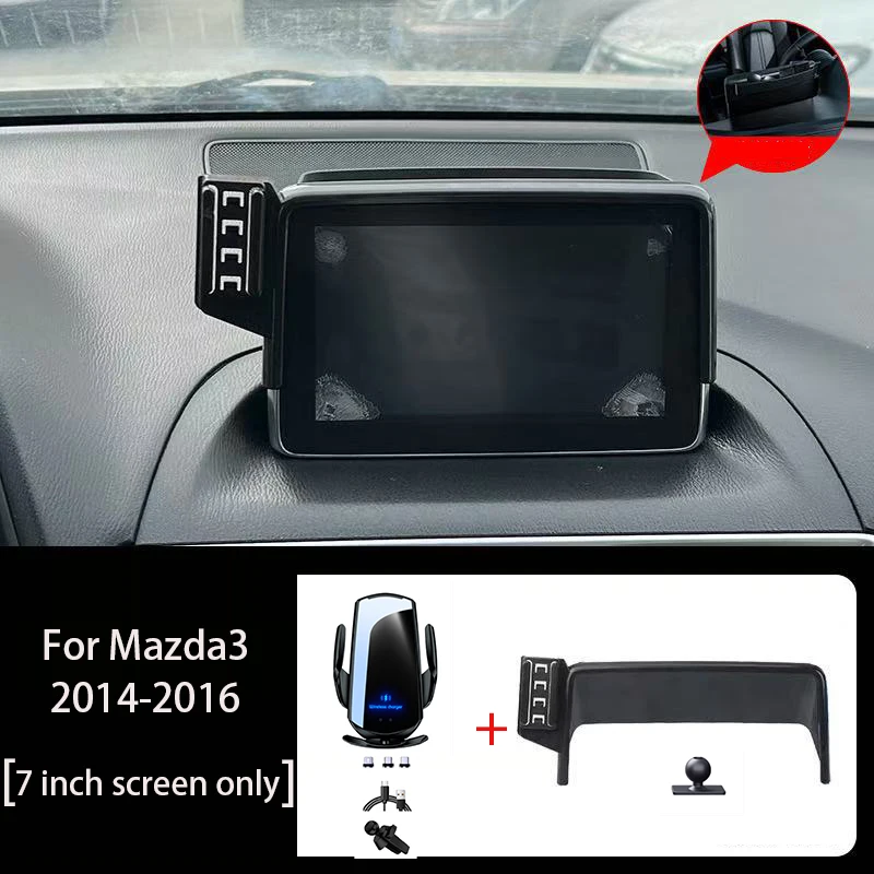 Автомобильный держатель телефона для Mazda 3 2014-2016, 7-дюймовый экран, фиксированный навигационный кронштейн, беспроводная зарядка, мобильная подставка, автомобильное крепление
Автомобильный держатель телефона для Mazda 3 2014-2016, 7-дюймовый экран, фиксированный навигационный кронштейн, беспроводная зарядка, мобильная подставка, автомобильное крепление