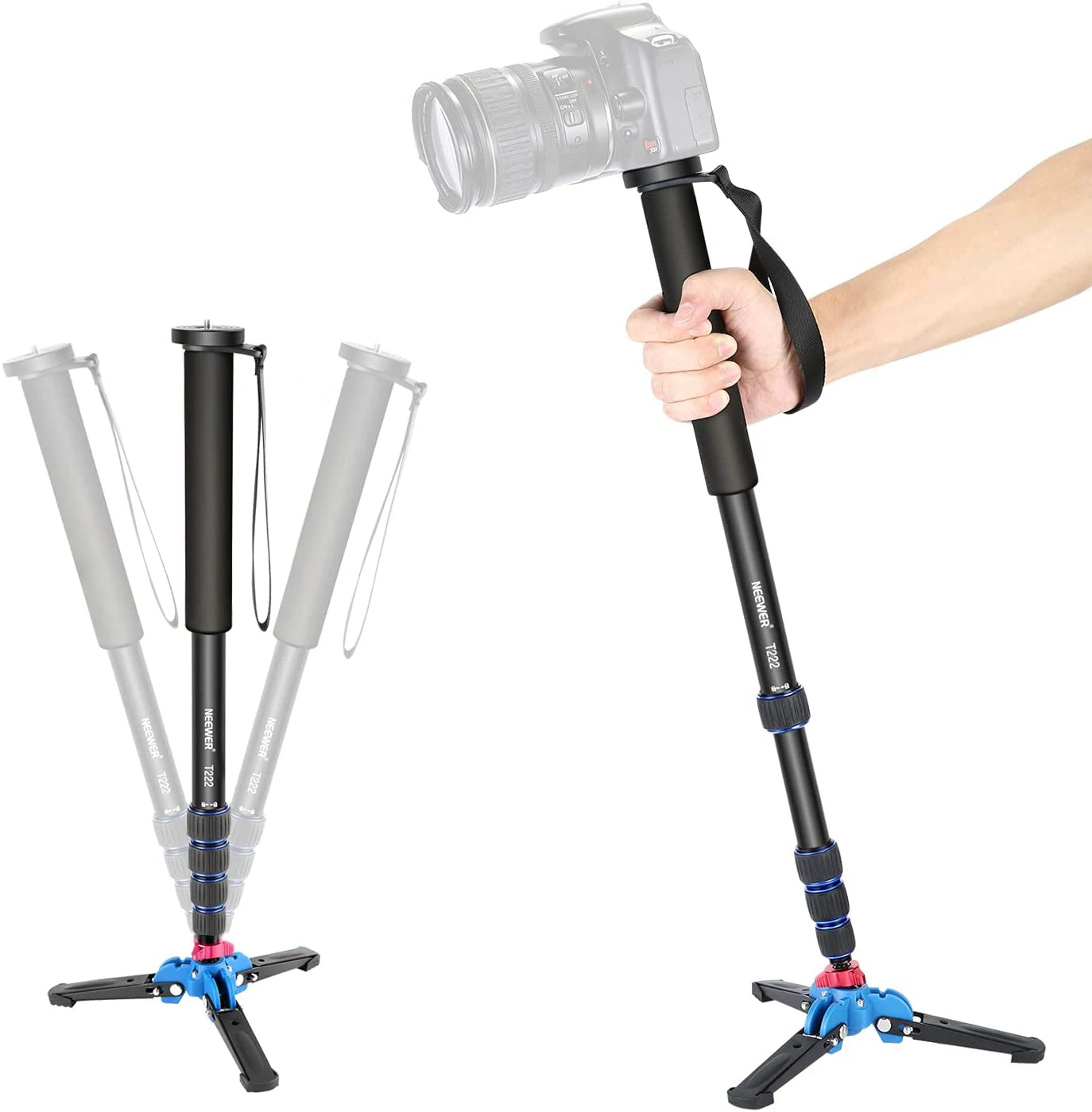 

Neewer Extendable Camera Monopod with Removable Foldable Tripod Support Base Aluminum Alloy for Canon Nikon Sony DSLR Cameras