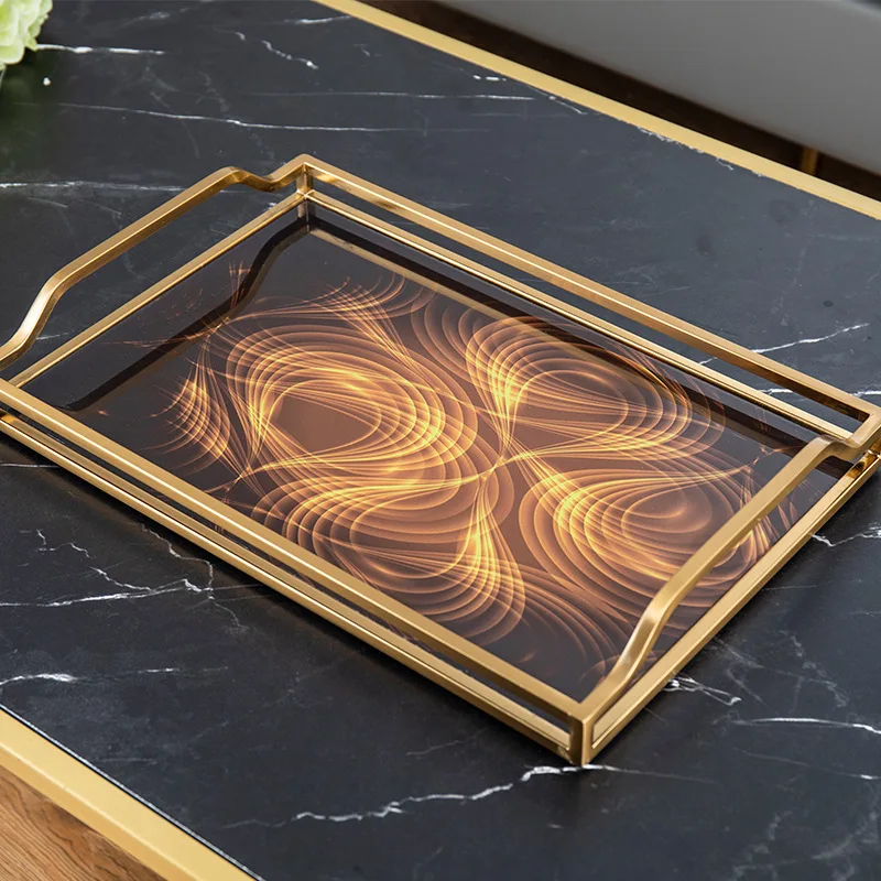 Creative European tray decoration household tea table tea set storage rectangular model room tray living room decoration
Creative European tray decoration household tea table tea set storage rectangular model room tray living room decoration