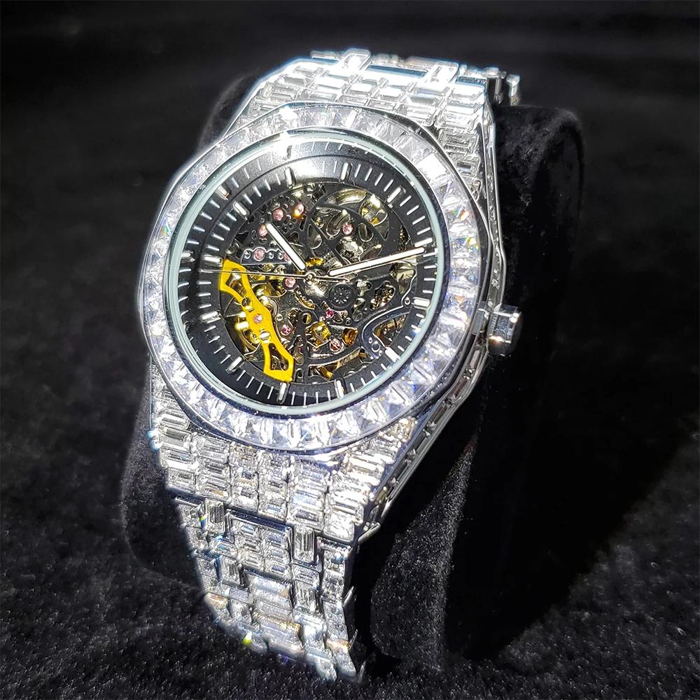Hiphop MISSFOX Men's Mechanical Automatic Watch Stainless Steel Hollow Iced Out Watches Waterproof Imitation Watch Male Jewelry
Hiphop MISSFOX Men's Mechanical Automatic Watch Stainless Steel Hollow Iced Out Watches Waterproof Imitation Watch Male Jewelry