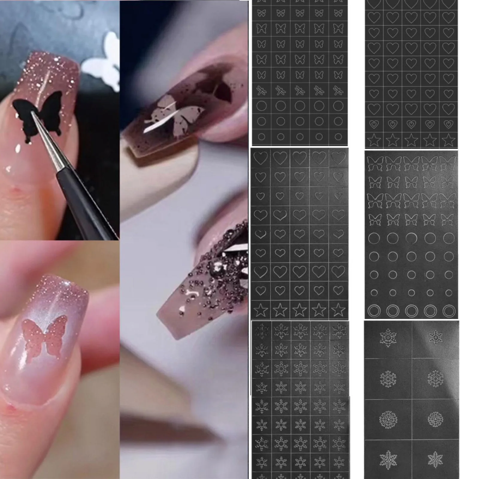 Nail French Auxiliary Paste Hollowed Out Love Sticker Snowflake Butterfly Hollowed Out Template Nail Sticker
Nail French Auxiliary Paste Hollowed Out Love Sticker Snowflake Butterfly Hollowed Out Template Nail Sticker