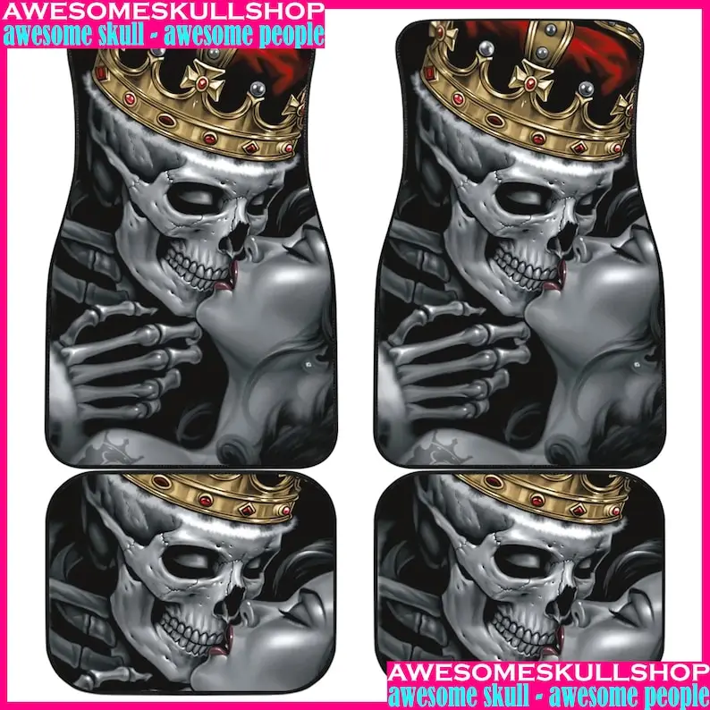 Набор из 4 предметов, коврик для автомобиля с черепом Grim reaper King Queen, украшение для автомобиля в виде черепа на Хэллоуин, аксессуары для автомо... 
Набор из 4 предметов, коврик для автомобиля с черепом Grim reaper King Queen, украшение для автомобиля в виде черепа на Хэллоуин, аксессуары для автомо...
