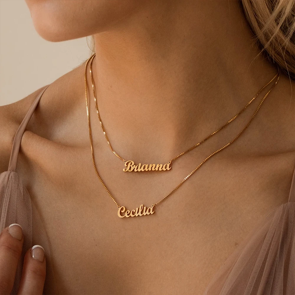Womens Customized Name Necklace Stainless Steel Making Jewelry Personalized Names Neck Chains for Female Double Chains Choker
Womens Customized Name Necklace Stainless Steel Making Jewelry Personalized Names Neck Chains for Female Double Chains Choker
