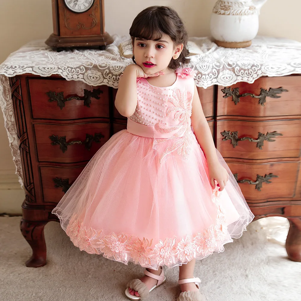 Pink Flower Girls Princess Gowns with Pearls Summer Casual Clothes 6M-4 Year Children First Communion Tulle Ball Gown Vestido
Pink Flower Girls Princess Gowns with Pearls Summer Casual Clothes 6M-4 Year Children First Communion Tulle Ball Gown Vestido