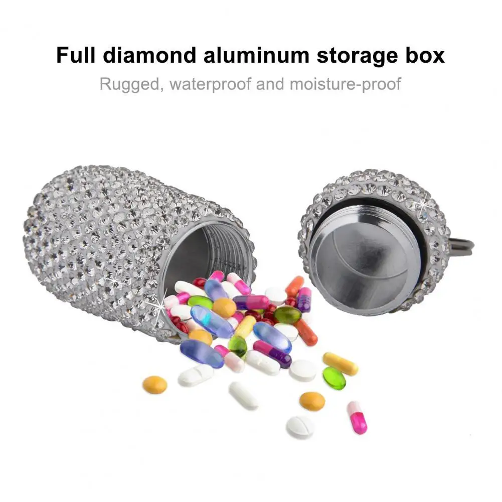 Medicine Organizer Bottle Pill Box Tablet Holder Sparkling Fine Workmanship Full Rhinestone Aluminum Alloy Vial Pastillero
Medicine Organizer Bottle Pill Box Tablet Holder Sparkling Fine Workmanship Full Rhinestone Aluminum Alloy Vial Pastillero