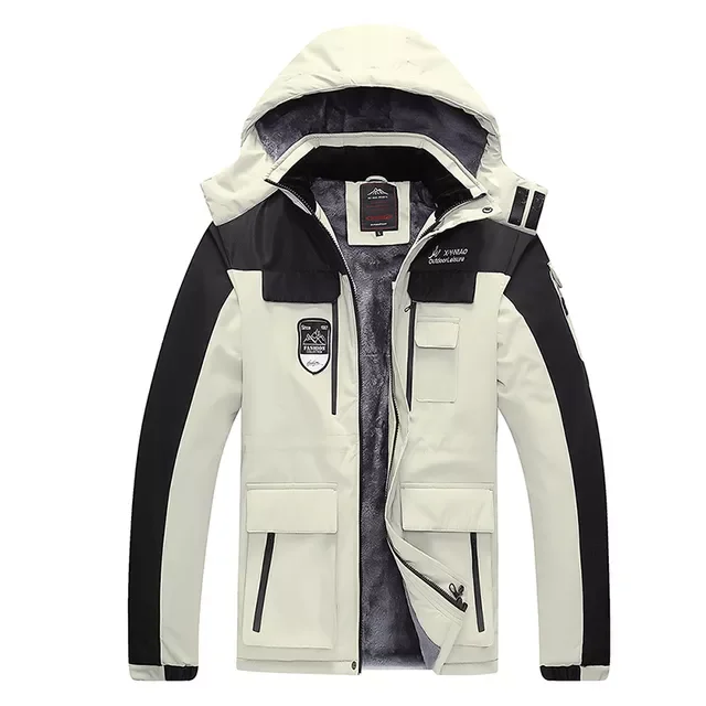 

Мужская уличная куртка с флисовой подкладкой, теплая ветрозащитная парка с капюшоном в стиле милитари, повседневная куртка, новинка зимы 2023