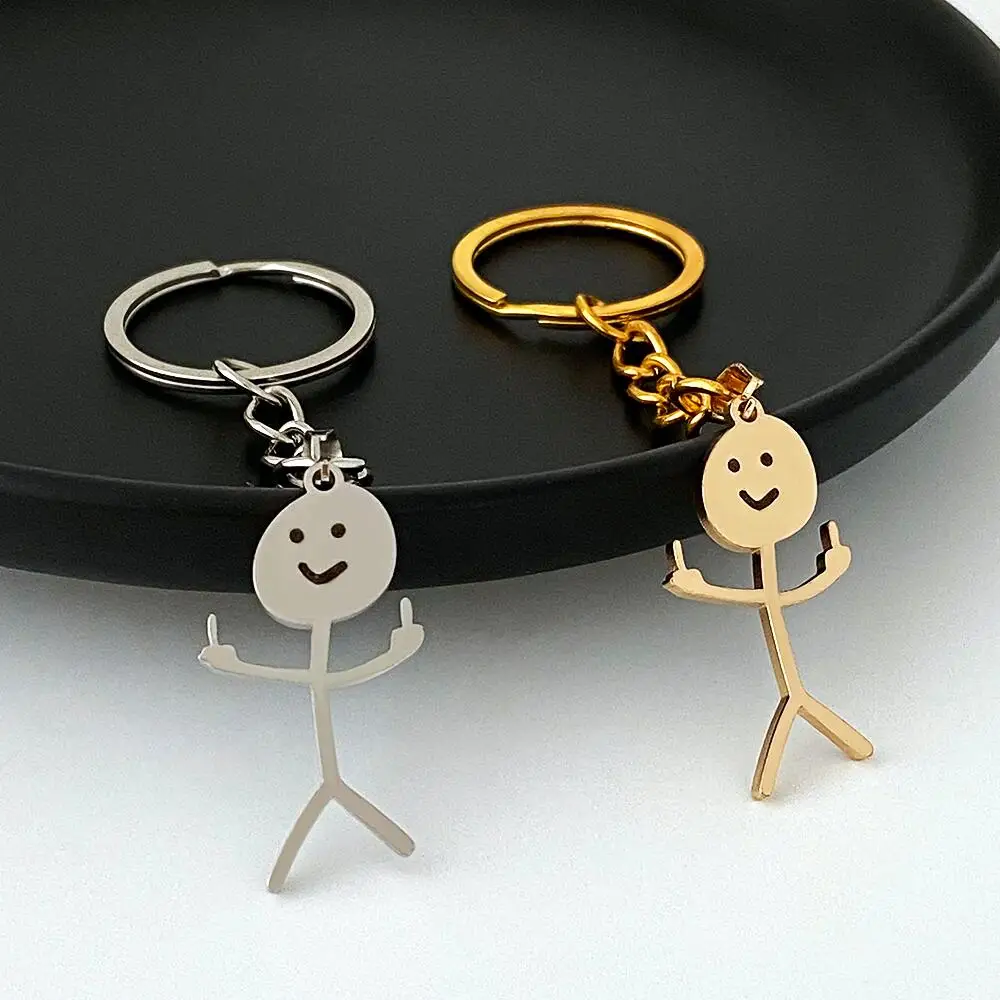 Funny Middle Finger Stickman Keychain Cute Trend Stainless Steel Car Key Pendant Couple New Trinket Gift Keyring Bag Accessories
Funny Middle Finger Stickman Keychain Cute Trend Stainless Steel Car Key Pendant Couple New Trinket Gift Keyring Bag Accessories
