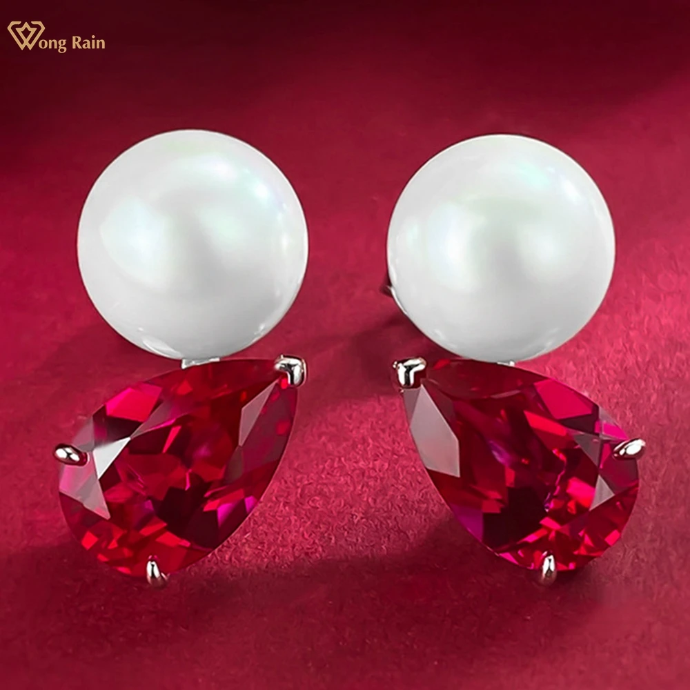 Wong Rain Vintage 100% 925 Sterling Silver Pear Cut Ruby Pearl Gemstone Fine Ear Studs Earrings for Women Jewelry Free Shipping
Wong Rain Vintage 100% 925 Sterling Silver Pear Cut Ruby Pearl Gemstone Fine Ear Studs Earrings for Women Jewelry Free Shipping