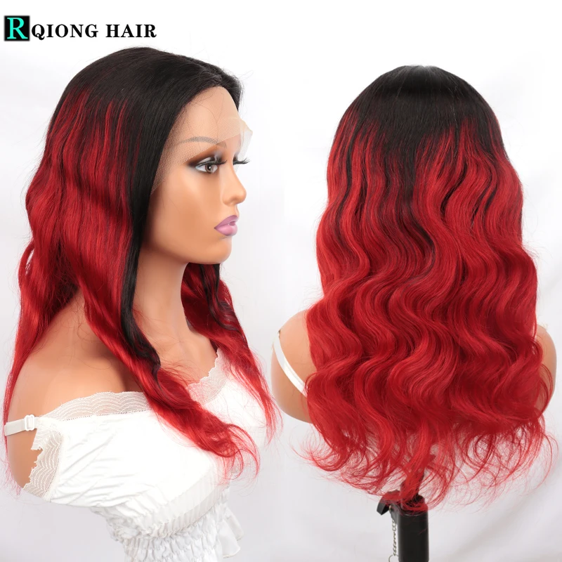 Black Roots Red Ombre Colored Human Hair Wigs for Women Highlight Transparent T Lace Wig 180% Body Wave Middle Part Lace Wig
Black Roots Red Ombre Colored Human Hair Wigs for Women Highlight Transparent T Lace Wig 180% Body Wave Middle Part Lace Wig