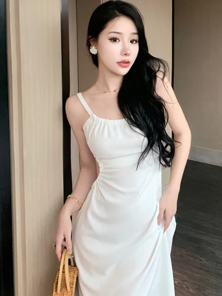 Summer Women Sexy Camisole Party Midi White Dress Backless Lace-up Solid Elegant Casual Beach Robe Female Fashion Black Vestidos
Summer Women Sexy Camisole Party Midi White Dress Backless Lace-up Solid Elegant Casual Beach Robe Female Fashion Black Vestidos