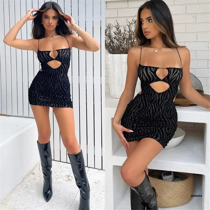 Women Sexy Hollow Out Striped Mesh Overlay Sleeveless Club Bodycon Mini Dress
Women Sexy Hollow Out Striped Mesh Overlay Sleeveless Club Bodycon Mini Dress