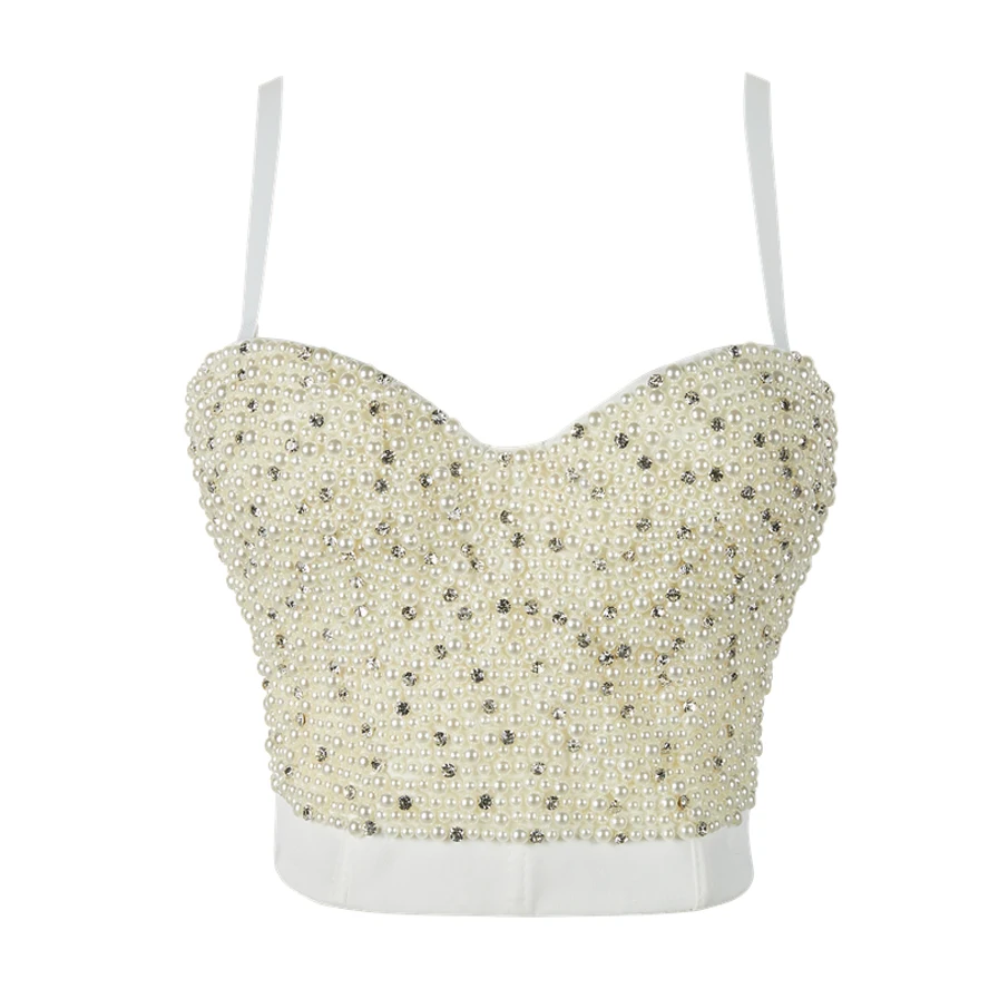 Women Corset with Rhinestones Pearl Bustier Crop Top Bra Club Party Glitter Cropped Top Female Clothing
Women Corset with Rhinestones Pearl Bustier Crop Top Bra Club Party Glitter Cropped Top Female Clothing