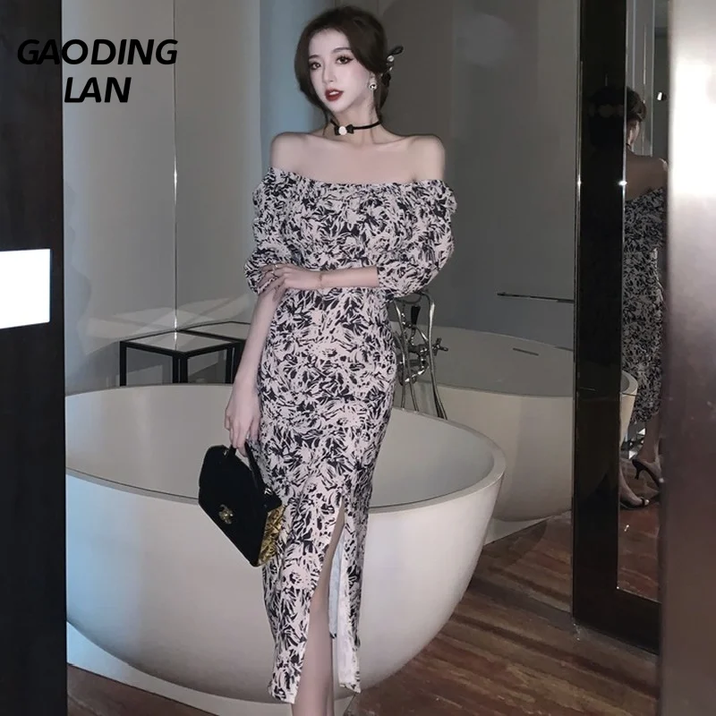 GAODINGLAN Summer Women Slash Neck Short Sleeve Mature Temperament Dress High Waist A Line Slim Fit Split Floral Sexy Dresses
GAODINGLAN Summer Women Slash Neck Short Sleeve Mature Temperament Dress High Waist A Line Slim Fit Split Floral Sexy Dresses