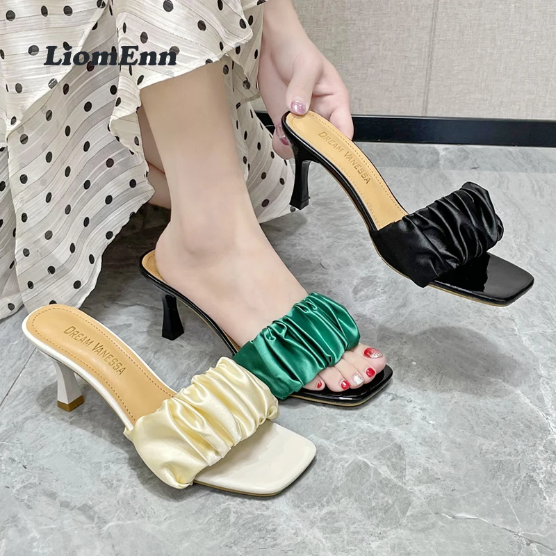 Pleated Thin Heels Slippers Women 2022 Trend Summer Lady Square Toe Sandals Women Slides Outdoor Casual Sexy Party Wedding Shoes
Pleated Thin Heels Slippers Women 2022 Trend Summer Lady Square Toe Sandals Women Slides Outdoor Casual Sexy Party Wedding Shoes