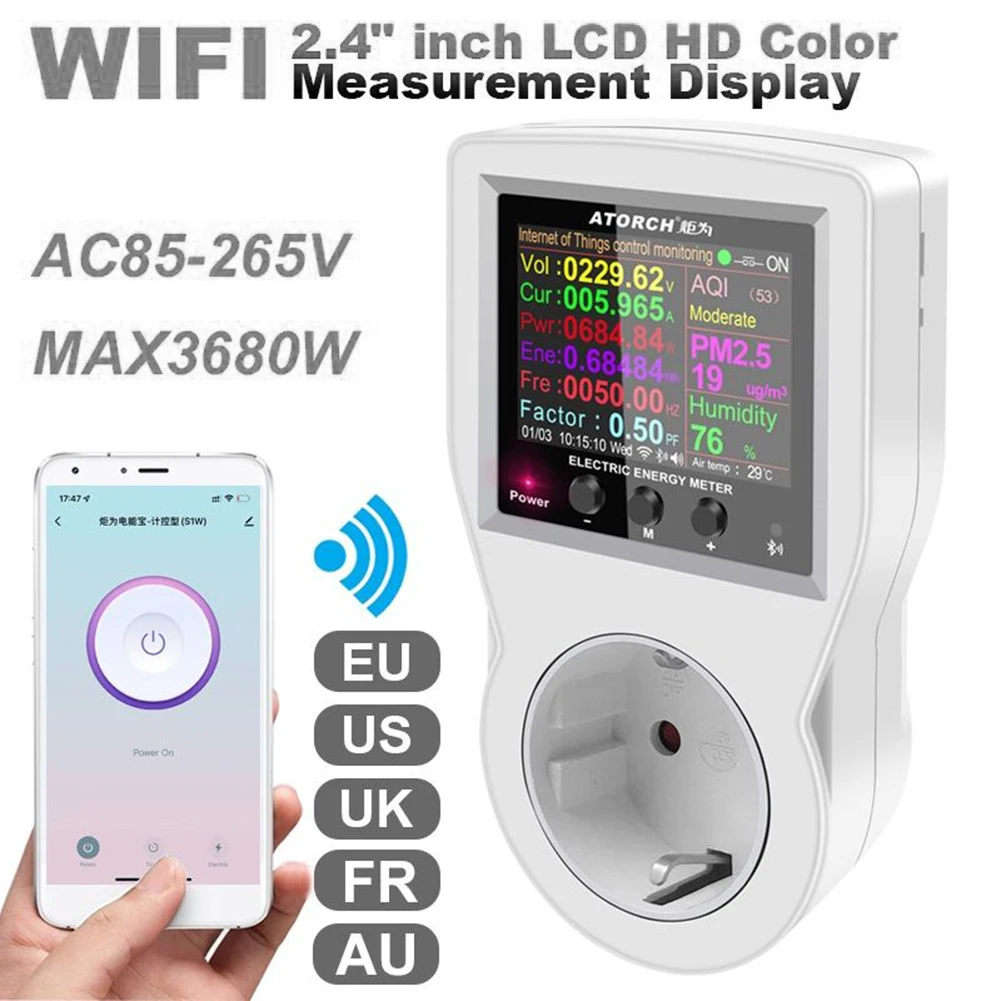 Smart Socket Digital Wattmeter 220V AC Power Energy Meter Electricity Consumption EU US UK Plug Power Kilowatt Wattage
Smart Socket Digital Wattmeter 220V AC Power Energy Meter Electricity Consumption EU US UK Plug Power Kilowatt Wattage