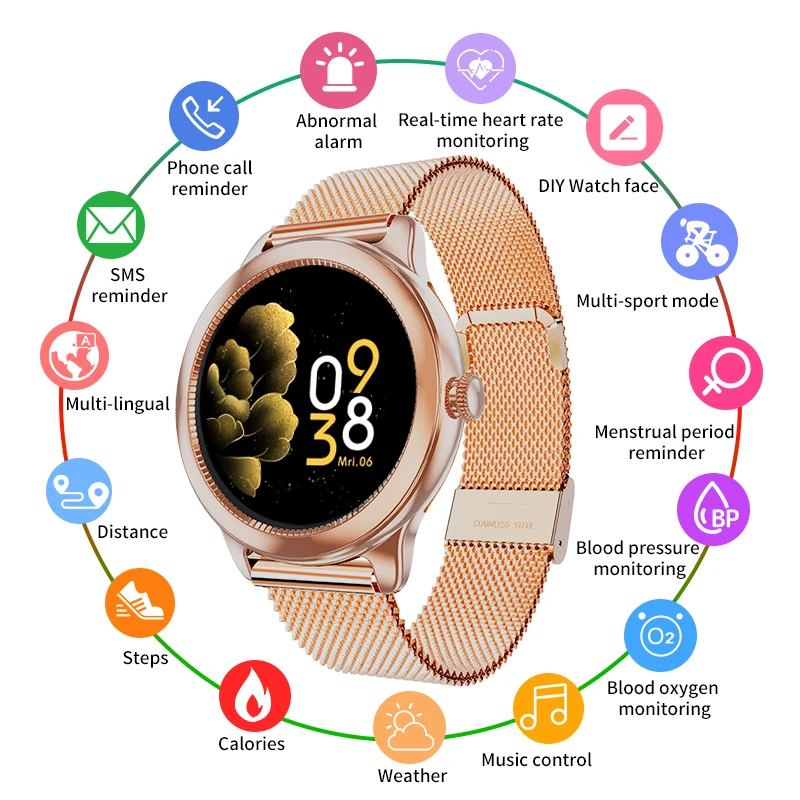 B8 Pro Smart Watch Women Full Touch Watches Fitness Tracker GPS Heart Rate Monitor Sports Bracelet Smartwatch For Android IOS
B8 Pro Smart Watch Women Full Touch Watches Fitness Tracker GPS Heart Rate Monitor Sports Bracelet Smartwatch For Android IOS