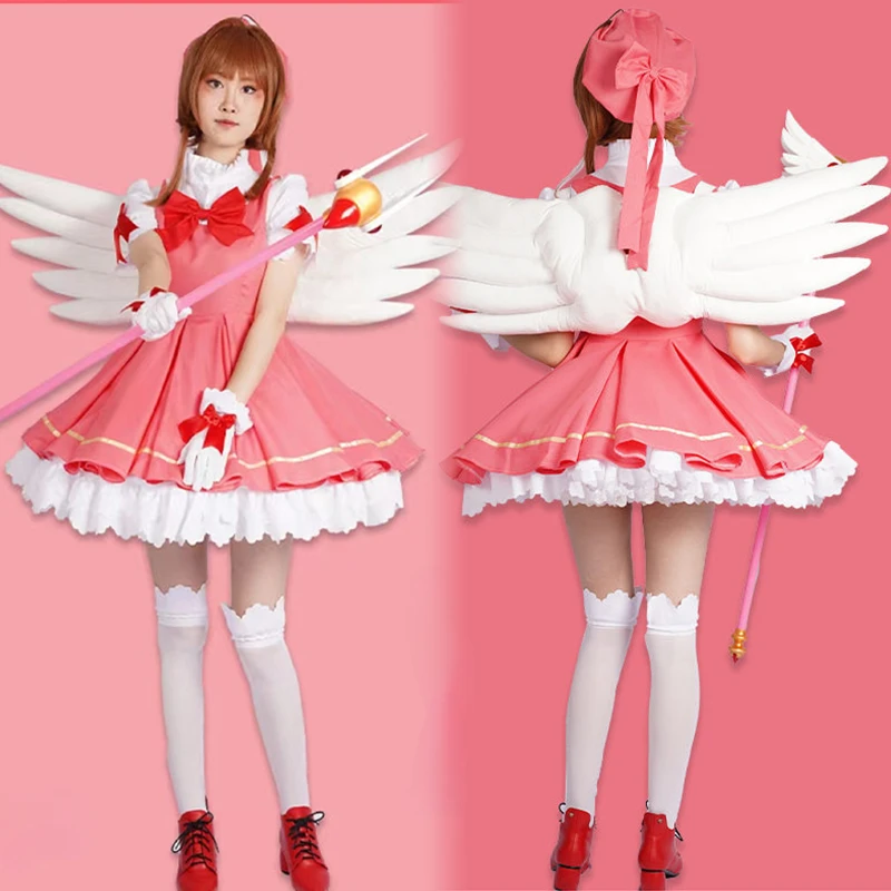 Anime Game Cardcaptor Sakura Kinomoto Sakura Battle Lolita Dress Party Uniform Cosplay Costume With Wing Halloween Women Clothes
Anime Game Cardcaptor Sakura Kinomoto Sakura Battle Lolita Dress Party Uniform Cosplay Costume With Wing Halloween Women Clothes