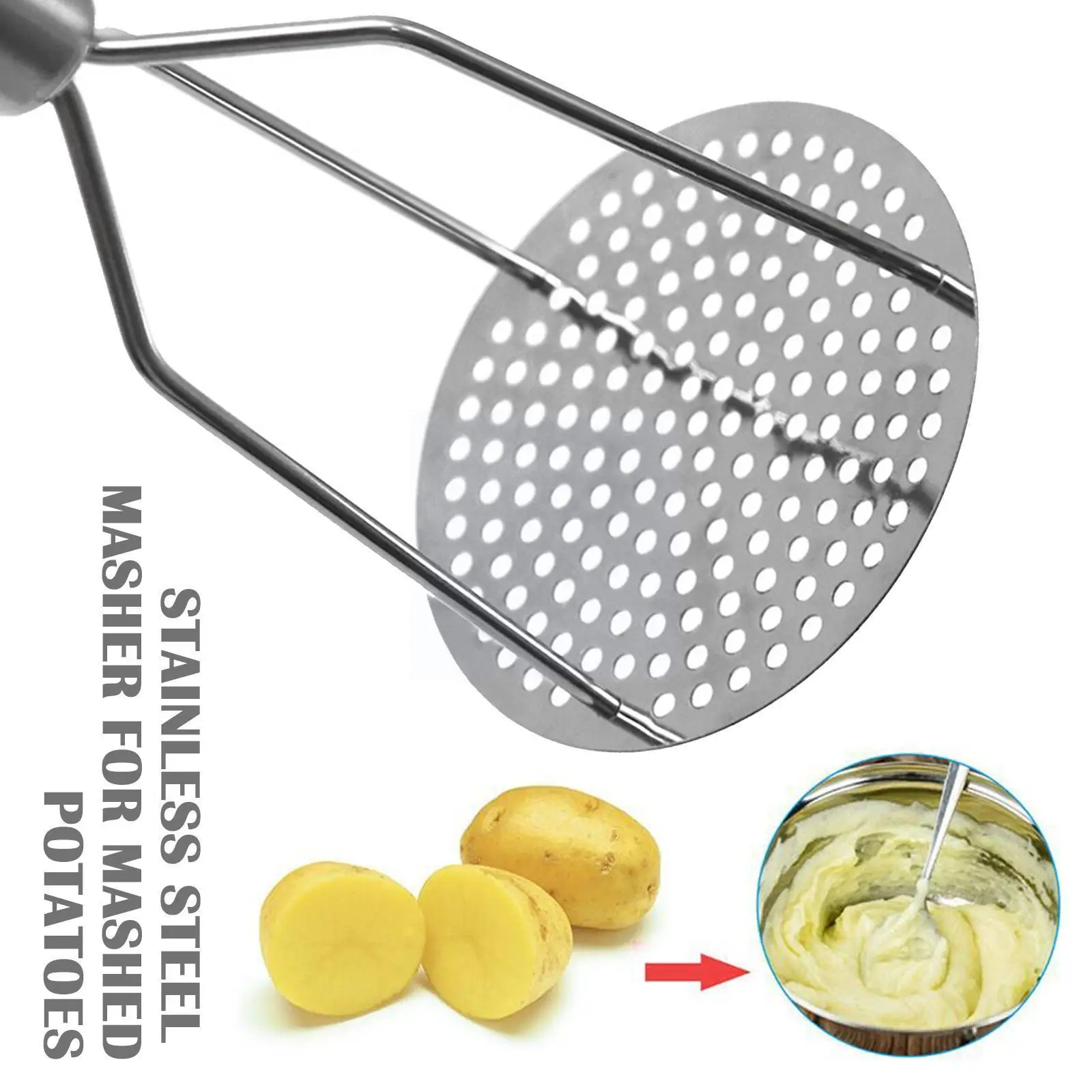1pc Household Steel Potato Sweet Potato Press With Handle Steel Masher For Kitchen Mash Tool Accessories N4R5
1pc Household Steel Potato Sweet Potato Press With Handle Steel Masher For Kitchen Mash Tool Accessories N4R5