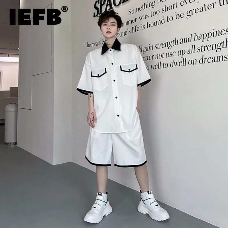 IEFB Male Casual Set Spliced Contrast Color Lapel Short Sleeve Men's Korean Fashion Short Pants 2023 Spring Stlyish New 9A7803
IEFB Male Casual Set Spliced Contrast Color Lapel Short Sleeve Men's Korean Fashion Short Pants 2023 Spring Stlyish New 9A7803