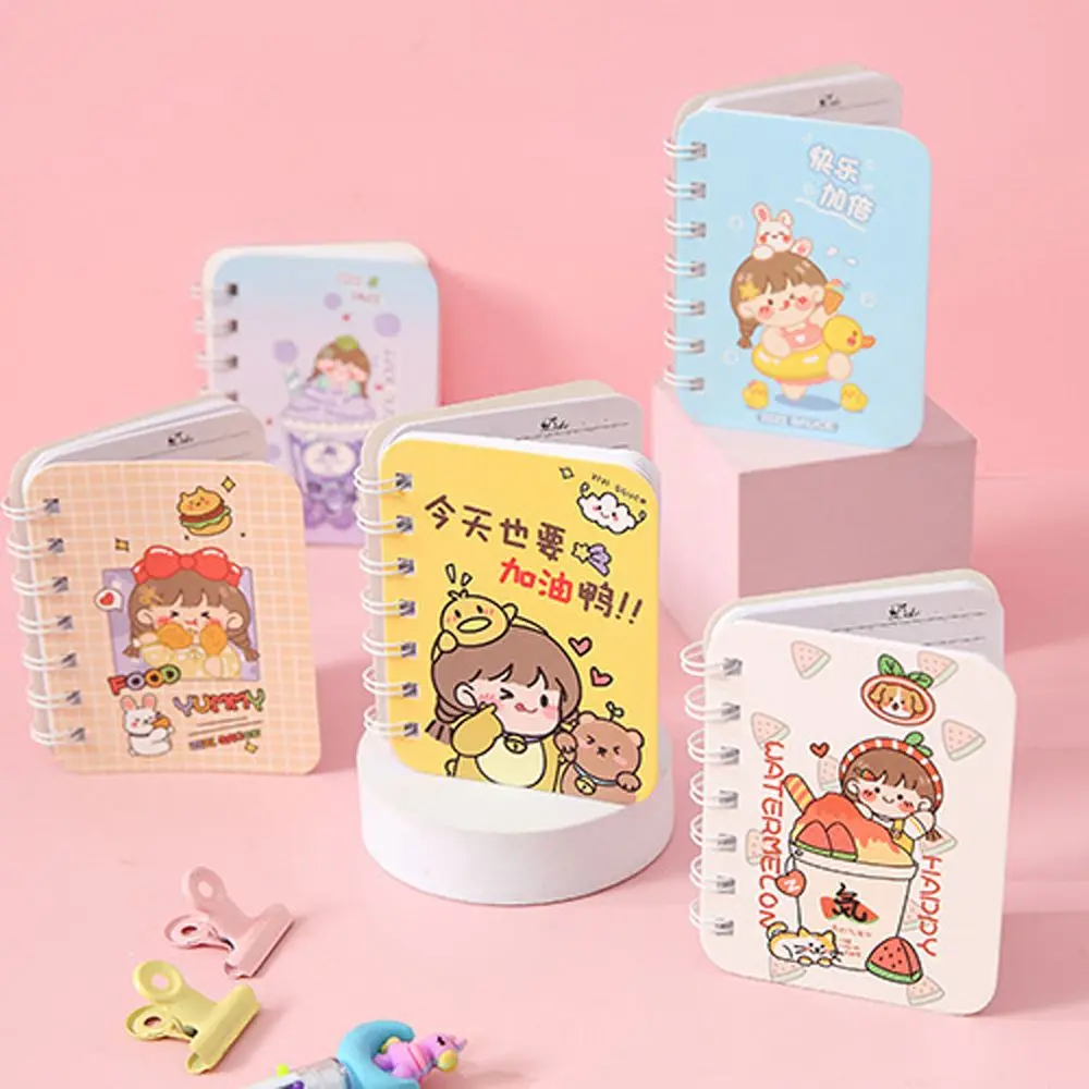 

Cartoon Rollover Coil Book Reel Notebook Student Portable Pocket A7 Notepad Mini Kawaii Office Simple Tearable Diary