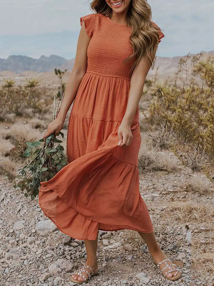 2022 Summer Pleated Dress Women Long Party Dress Ladies Flying Sleeve Fashion Casual A Line Dress For Women
2022 Summer Pleated Dress Women Long Party Dress Ladies Flying Sleeve Fashion Casual A Line Dress For Women