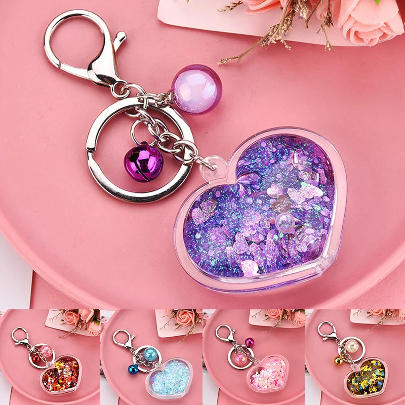 Sequin Heart-shaped Keychain With Bell Transparent Glitter Quicksand Pendant Keychain Women Car Pendant Keychain Girl Lover Gift
Sequin Heart-shaped Keychain With Bell Transparent Glitter Quicksand Pendant Keychain Women Car Pendant Keychain Girl Lover Gift