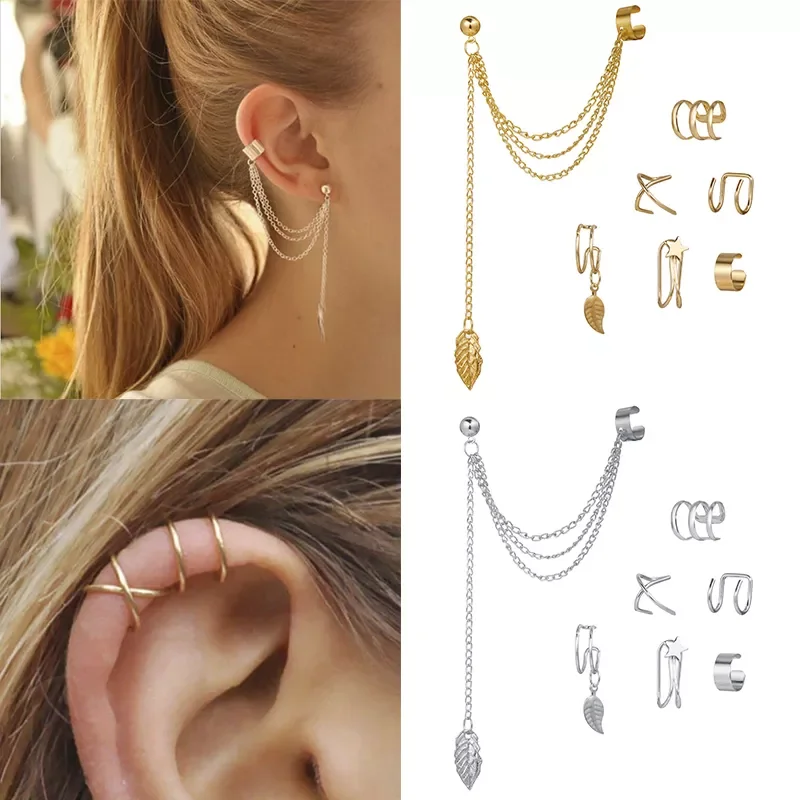 Fashion Gold Star Leaves Non-Piercing Ear Clip Earrings For Women Simple Fake Cartilage Ear Cuff Jewelry Clip Accessories
Fashion Gold Star Leaves Non-Piercing Ear Clip Earrings For Women Simple Fake Cartilage Ear Cuff Jewelry Clip Accessories