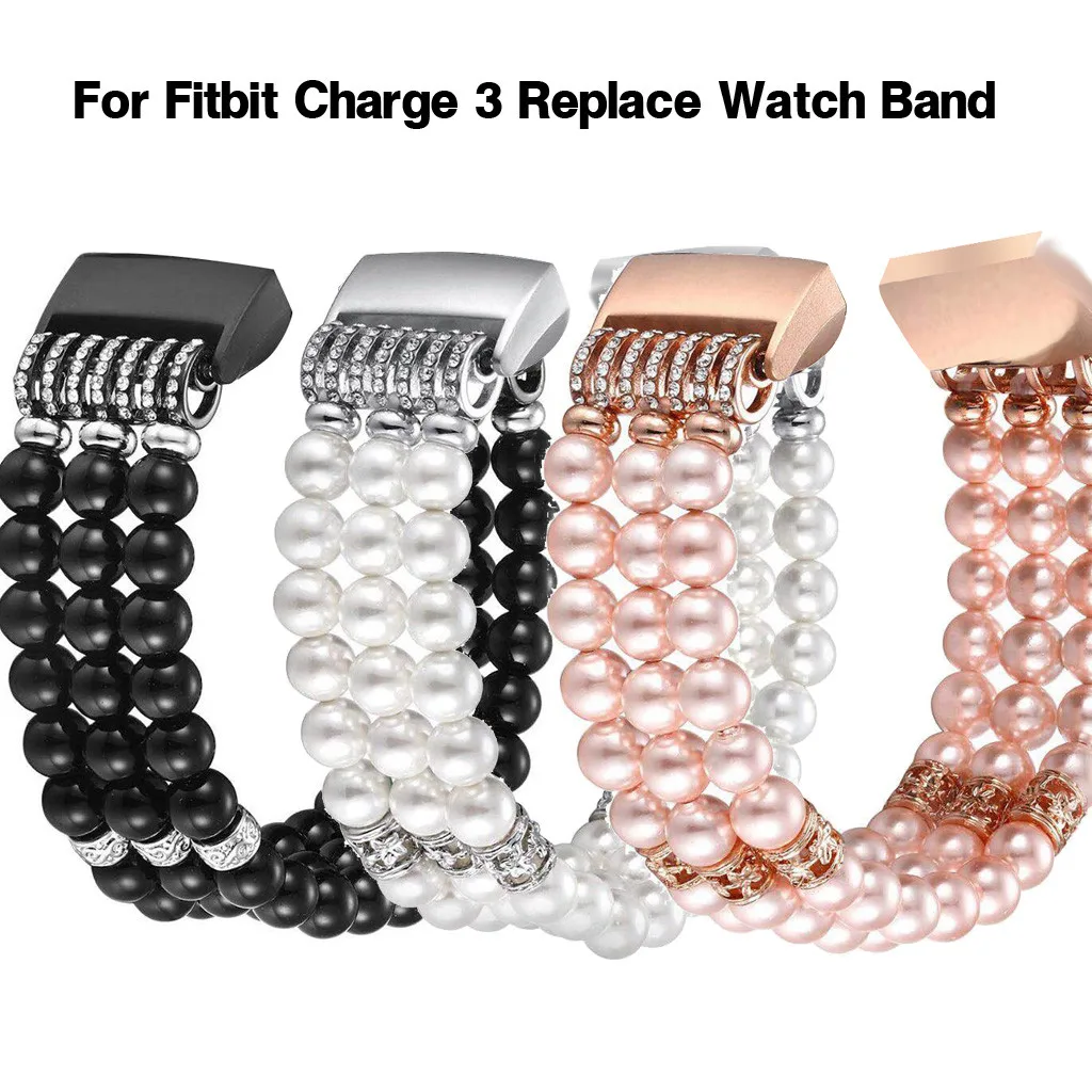 

Compitable For Fitbit Charge 3 Replace Watch Band Beads Bracelet Jewelry Wristband Strap High Quality Support Accessories