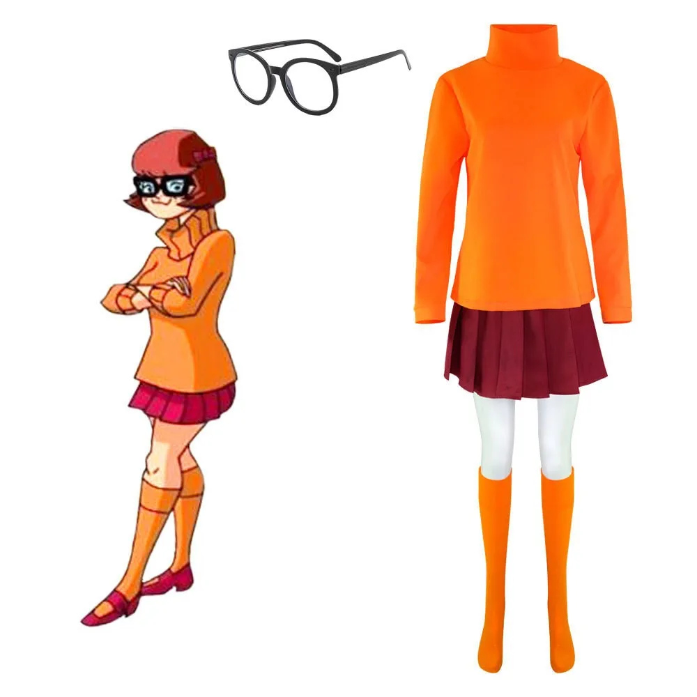 New Scooby-Doo Velma Cosplay Costume Movie Character Uniform Halloween Costume for Women Girls
New Scooby-Doo Velma Cosplay Costume Movie Character Uniform Halloween Costume for Women Girls