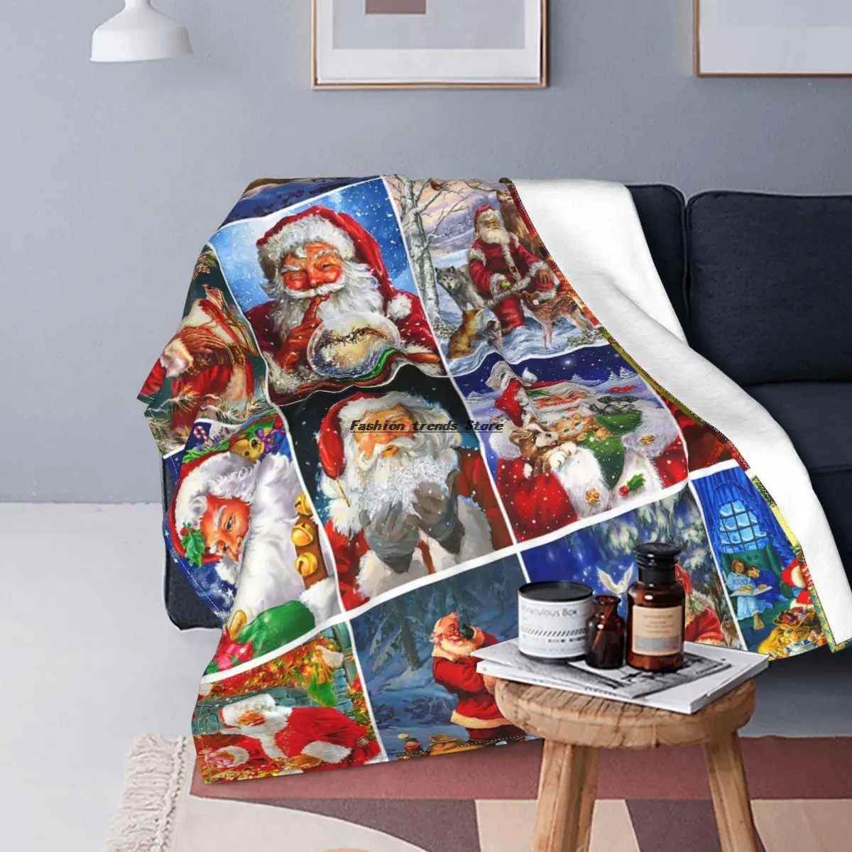 

New Year Blankets Coral Fleece Plush Red Merry Christmas Santa Super Warm Throw Blankets for Car Sofa Couch Bedroom Quilt