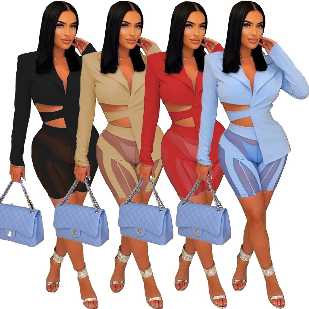 Fashion 2 Piece Sets Womens Outfits 2022 Hot Sale Solid Suit Mesh Splicing Lace Sexy Outfits for Woman Autumn Commute Outfits
Fashion 2 Piece Sets Womens Outfits 2022 Hot Sale Solid Suit Mesh Splicing Lace Sexy Outfits for Woman Autumn Commute Outfits