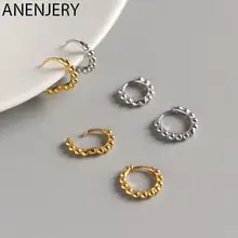ANENJERY Silver Color Small Single Hoop Earrings Female Children All-match Jewelry
