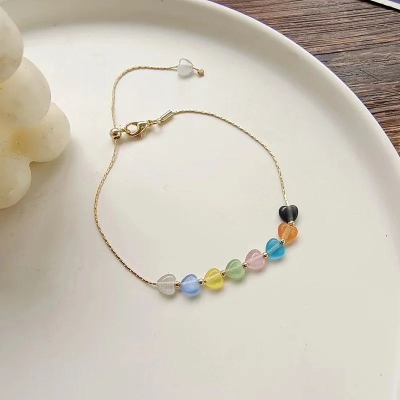 Fashion Charm Colorful Heart Beads Bracelets For Women Girls Aesthetic Adjustable Golden Chain Bracelet Sweet Bangle Jewelry
Fashion Charm Colorful Heart Beads Bracelets For Women Girls Aesthetic Adjustable Golden Chain Bracelet Sweet Bangle Jewelry