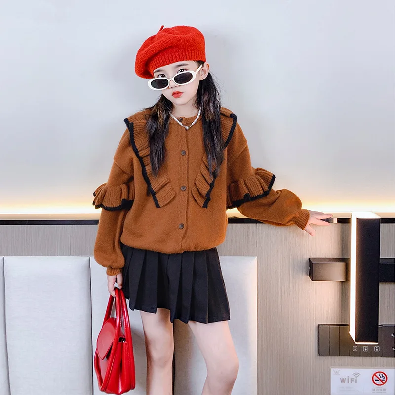 Winter Sweater for Girls Thick Warm O-neck Ruffle Design Teen Kids Cardigan Tops Casual All-match School Kids Clothes 10 12 Year
Winter Sweater for Girls Thick Warm O-neck Ruffle Design Teen Kids Cardigan Tops Casual All-match School Kids Clothes 10 12 Year