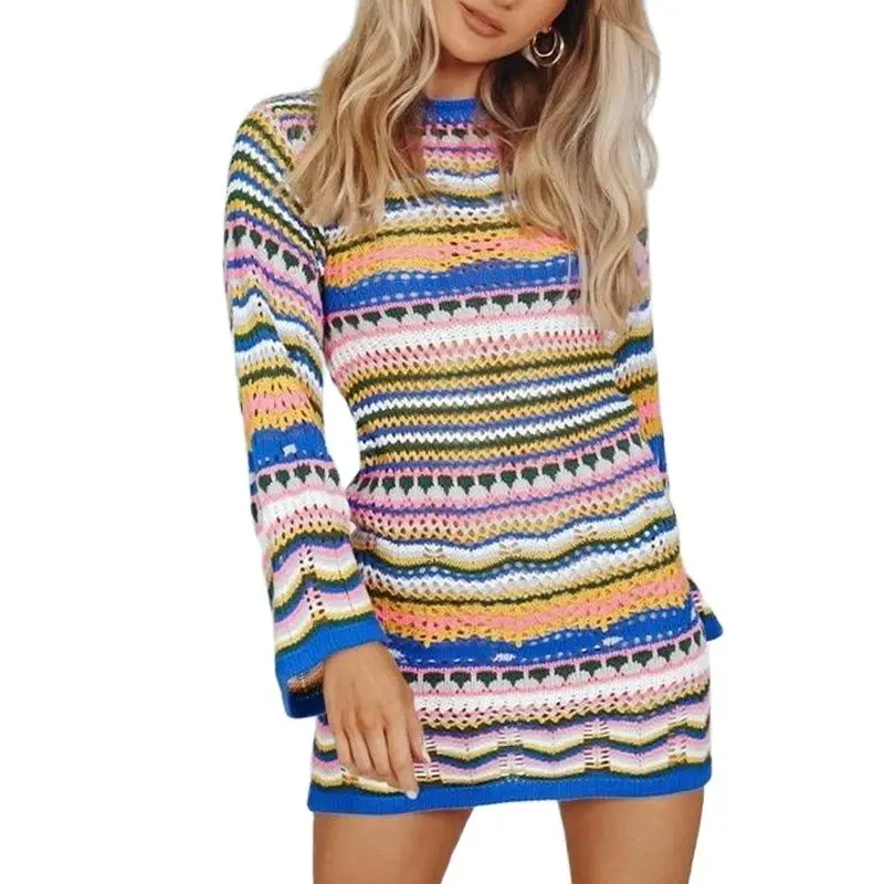 Fashion Women Spring Fall O-Neck Colored Strip Knitted Pullover Loose Sweater Office Lady Casual Jumper Girl Dress Party Gift
Fashion Women Spring Fall O-Neck Colored Strip Knitted Pullover Loose Sweater Office Lady Casual Jumper Girl Dress Party Gift