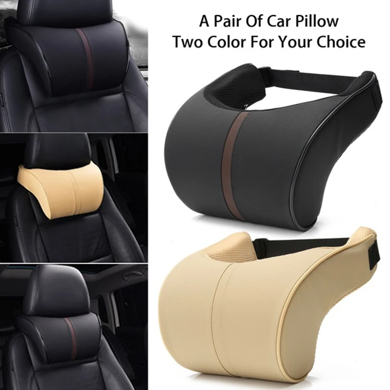 

PU Leather Ergonomic Health Car Auto Seat Pillow Memory Foam Neck Rest Pillow Headrest Pad Cushion Lumbar Support Back Pillow