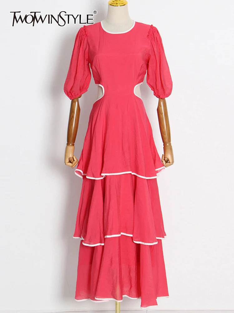 TWOTWINSTYLE Solid Casual Dress For Women Round Neck Puff Sleeve High Waist Hollow Out Fold Pleated Dresses Female 2022 Clothing
TWOTWINSTYLE Solid Casual Dress For Women Round Neck Puff Sleeve High Waist Hollow Out Fold Pleated Dresses Female 2022 Clothing