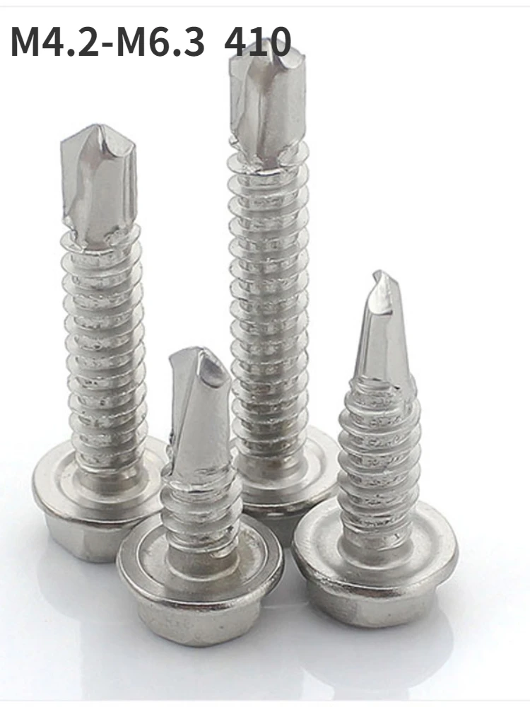 M4.2 M4.8 M5.2 M6.3410 Stainless Hex Washer Head Self Drilling Screws Outer Hexagon Head With Pad Collar Sheet Metal Screws
M4.2 M4.8 M5.2 M6.3410 Stainless Hex Washer Head Self Drilling Screws Outer Hexagon Head With Pad Collar Sheet Metal Screws