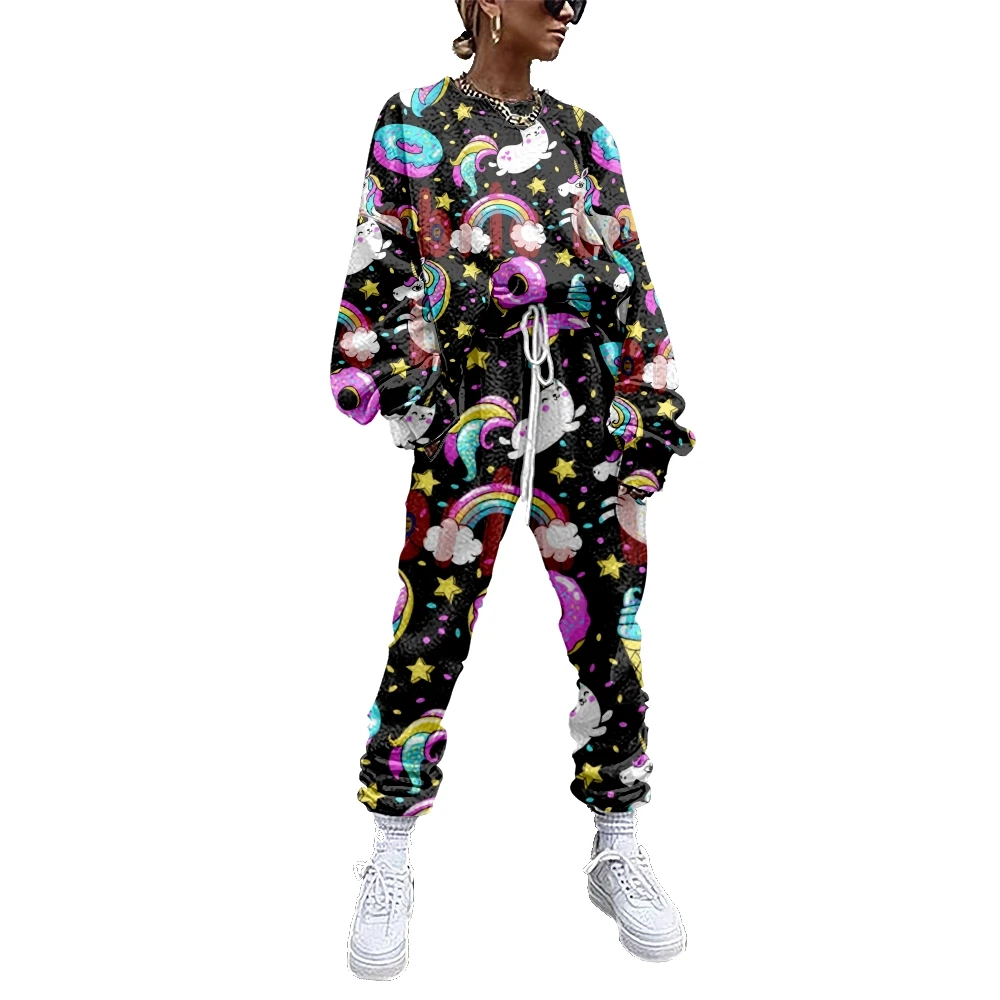 Women's sportswear two-piece set, donut pattern printed sportswear casual woolen clothes women's sportswear
Women's sportswear two-piece set, donut pattern printed sportswear casual woolen clothes women's sportswear