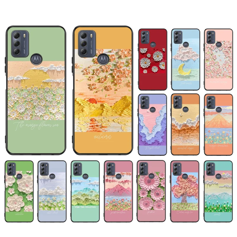 

Beautiful Flower Cloud Painting Art Phone Case for Motorola Moto G9 Plus G7 G8 Play G7 Power G100 G20 G60 One Action Macro