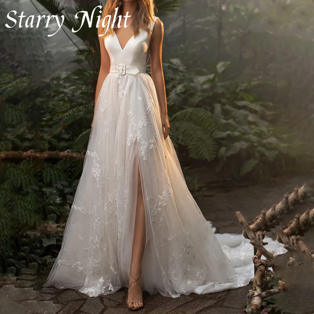 Boho A Line Side Split Wedding Dress For Women V Neck Tank Wedding Gown With Belt Backless Dress 2022 robe de mariage nouveauté
Boho A Line Side Split Wedding Dress For Women V Neck Tank Wedding Gown With Belt Backless Dress 2022 robe de mariage nouveauté