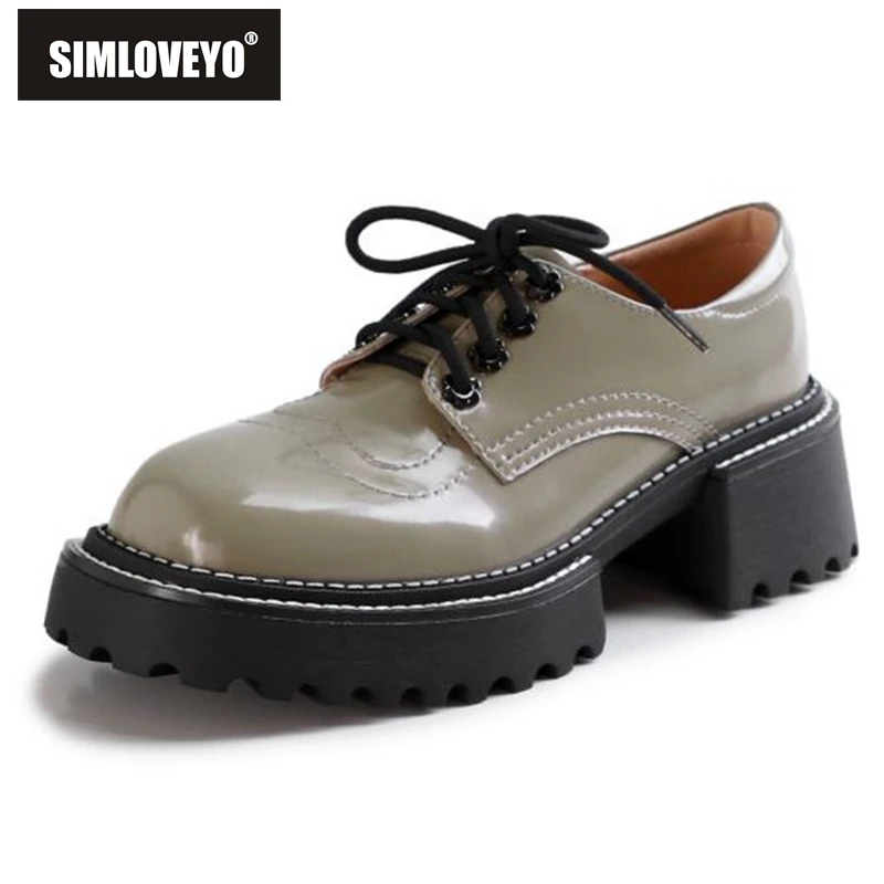SIMLOVEYO Ladies Platform Spring Casual Pumps Round Toe Thick Heels Patent Leather Lace-up Eu Size 33-40 Solid Black Green S3009
SIMLOVEYO Ladies Platform Spring Casual Pumps Round Toe Thick Heels Patent Leather Lace-up Eu Size 33-40 Solid Black Green S3009
